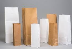 White and brown kraft paper sack