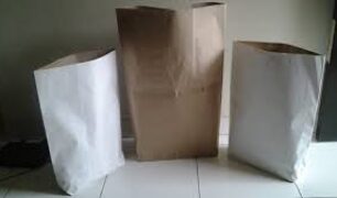 Karung Kertas kraft , white and brown block bottom paper sack