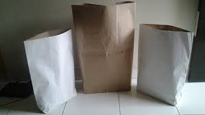 Karung Kertas kraft , white and brown block bottom paper sack